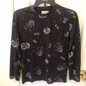 Zara Long Sleeve Graffiti Top Size 10